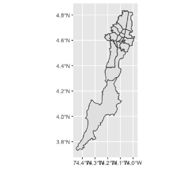 Mapa de las localidades de Bogotá usando ggplot2